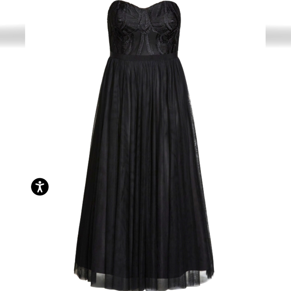 Black A-Line Strapless Maxi Formal/Prom Dress